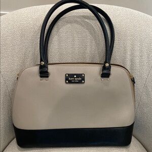 Kate Spade Black and Cream Structured Satchel